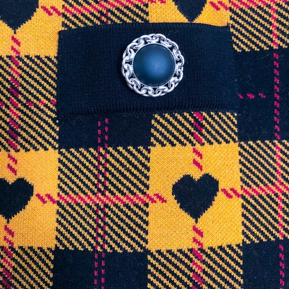 Alessandra Rich yellow heart check-pattern pencil skirt - Picture 8 of 12